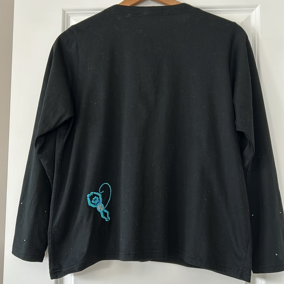 Michael Simon Lite Button-Front Cotton Cardigan w Beaded & Embroidered Monkeys - Picture 3 of 11